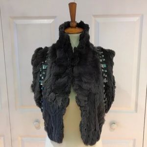 LaRok cropped rabbit fur vest